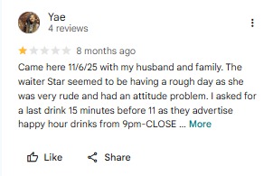 Removed negative review screenshot
