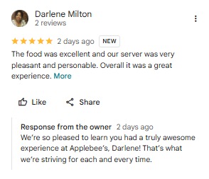 Positive Google review screenshot