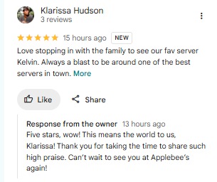 Positive Google review screenshot